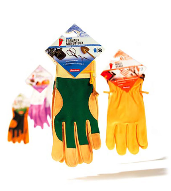 Ensemble de la gamme des gants de jardins auchan